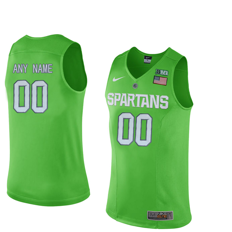 Michigan State Spartans Customized College Basketball Authentic Jersey Apple Green
